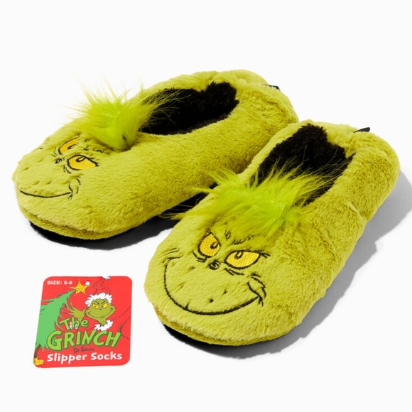 NWT Dr. Seuss - The Grinch Plush Slippers, shoe size 5 - 9 womens Christmas - Picture 1 of 3